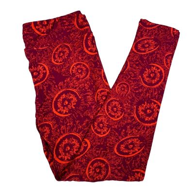 LuLaRoe Bright Red Neon Orange Tie Dye Hippie Pattern Leggings Tall & Curvy TC